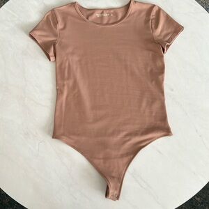 Abercrombie Nude Colored Stretchy Bodysuit Tee Size S